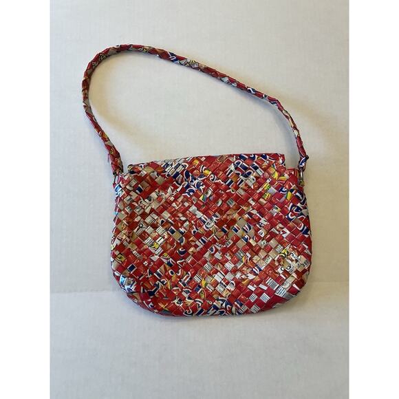 Half The Sky Designs Rebagz Candy Wrappers Red Shoulder Bag Purse - Picture 9 of 11